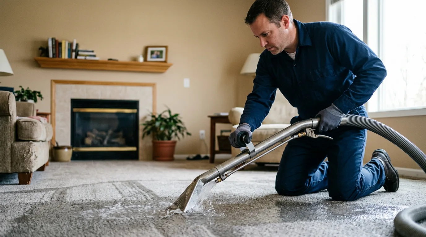 Water damage restoration technician working near Carbondale, PA